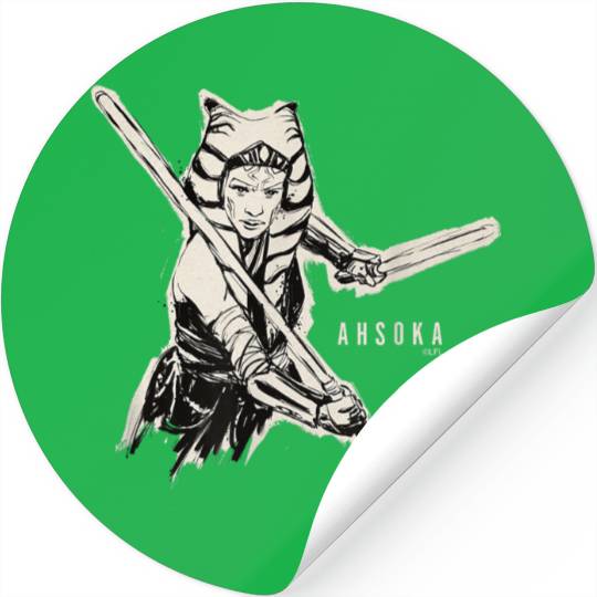 Star Warss Ahsoka Tano Black White Sketch Disneyss+ Stickers