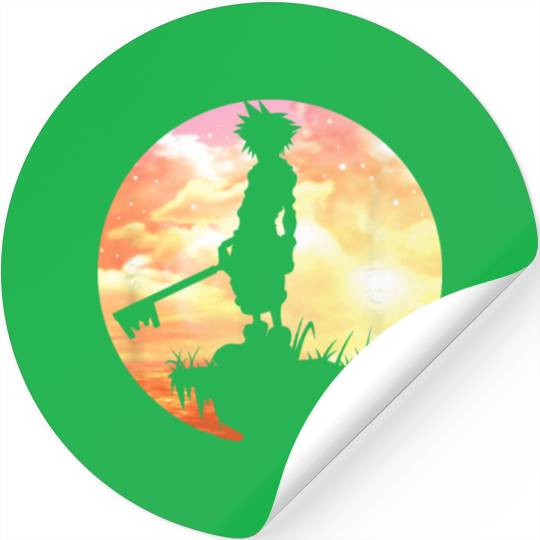 Disney Kingdom Hearts Sora Sunset Silhouette Pose Chest Logo Stickers