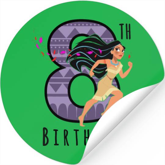 Disney Pocahontas 8th Birthday Cartoon Portrait Stickers