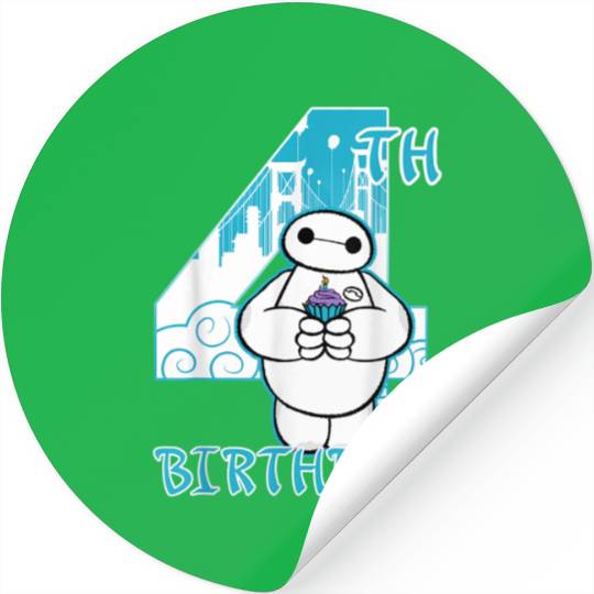 Disney Big Hero 6 Baymax 4th Birthday Cupcake Po Stickers
