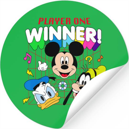 Disney Mickey And Friends Player One Winner Retro Funhouse Stickers