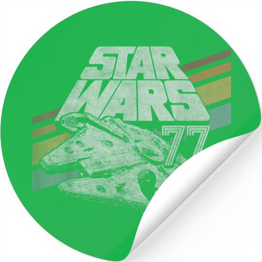 Star Warss Millennium Falcon 77 Retro Diagonal Stripe Disneyss+ Stickers