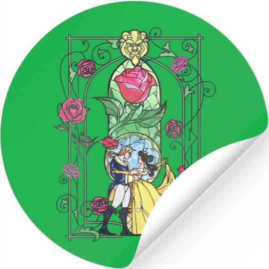 Disneyss Beauty And The Beast Belle And Beast Stained Glass Stickers