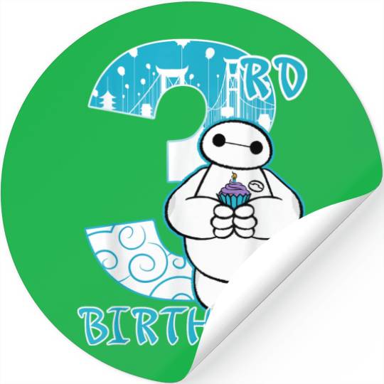 Disney Big Hero 6 Baymax 3rd Birthday Cupcake Po Stickers