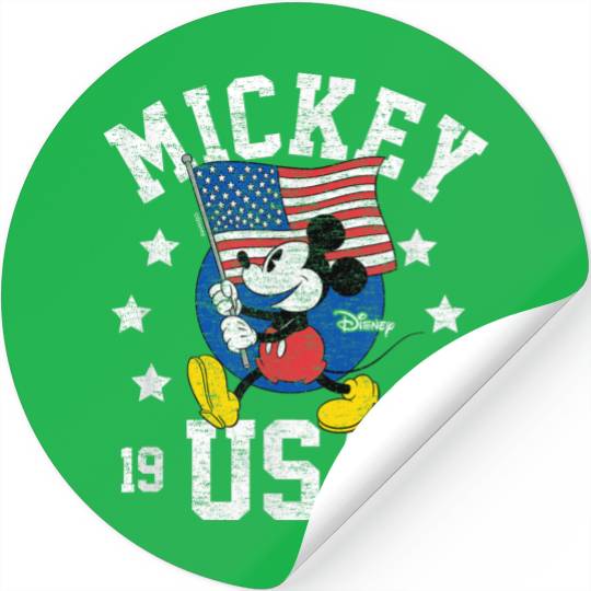 Disney Mickey Waving Flag USA Stickers