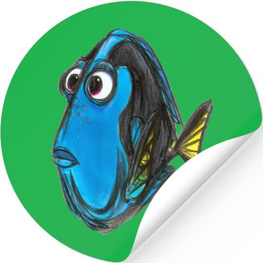 Disneyss Pixars Finding Nemo Dory Blue Fish Sketch Portrait Stickers