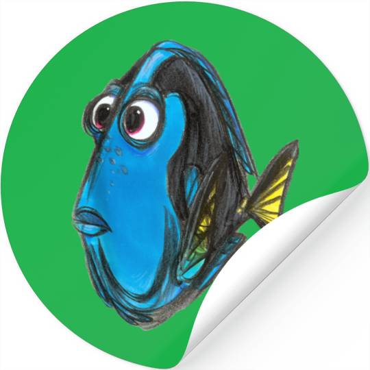 Disneyss Pixars Finding Nemo Dory Blue Fish Sketch Portrait Stickers