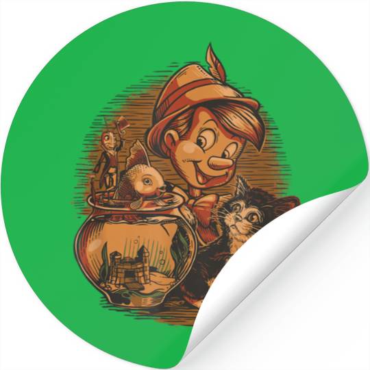 Disneyss Pinocchio Jiminy Cricket Figaro And Cleo Stickers