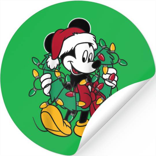 Disney Mickey Mouse Christmas Lights Raglan Baseball Tee Stickers