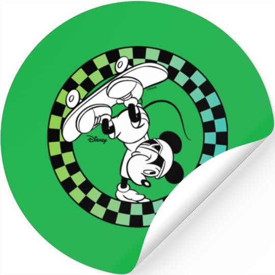 Disney - Mickey Skateboard Checkered Circle Stickers