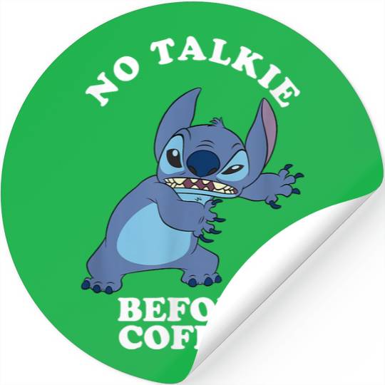 Disney Lilo Stitch No Talkie Before Coffee Grumpy Alien Stickers