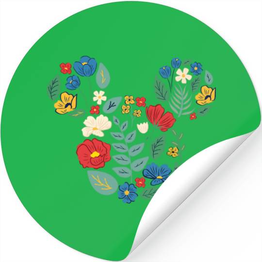 Disney Mickey Mouse Head Shape Icon Flowers Garden Spring Stickers