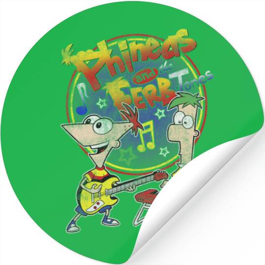 Disney Phineas And Ferb-Tones Distressed Band Logo Stickers