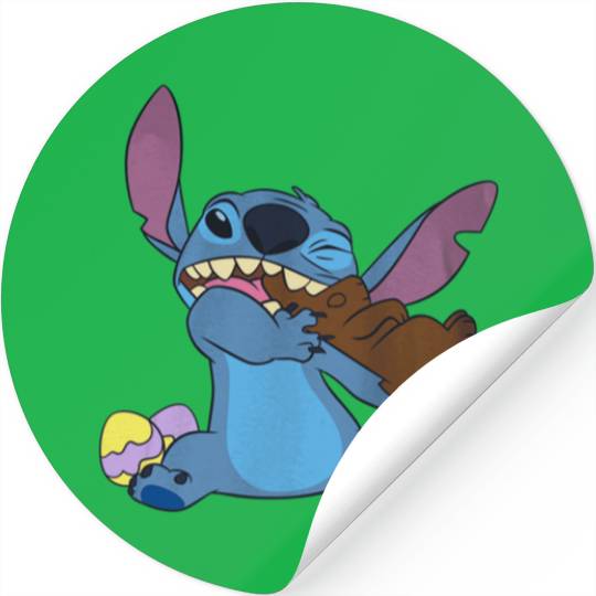 Disney Stitch Eats Chocolate Bunny Easter Stickers