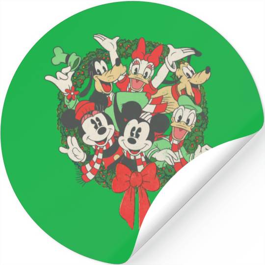 Disney Group Shot Christmas Wreath ,Long Sleeve Stickers