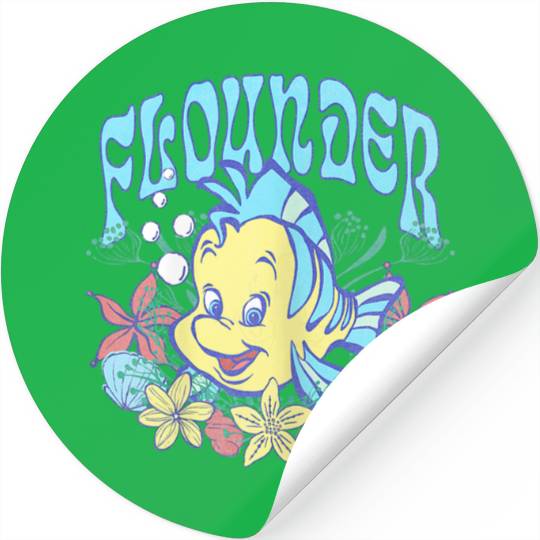 Disneyss The Little Mermaid Cute Flounder Floral Chest Poster Stickers