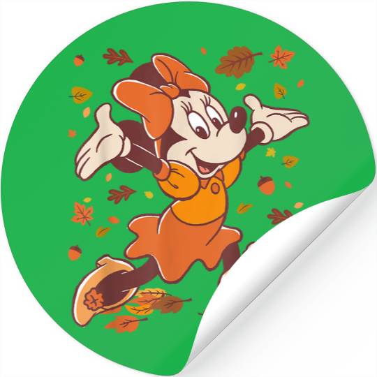 Disneyss Minnie Mouse Strolling Through Autumn Leaves Fall Stickers