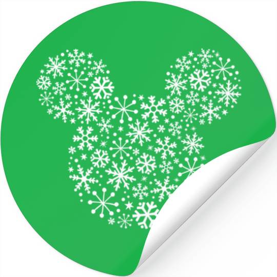Disney Mickey Mouse Icon Holiday White Snowflakes Stickers