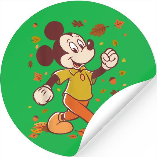 Disneyss Mickey Mouse Strolling Through Autumn Leaves Fall Stickers