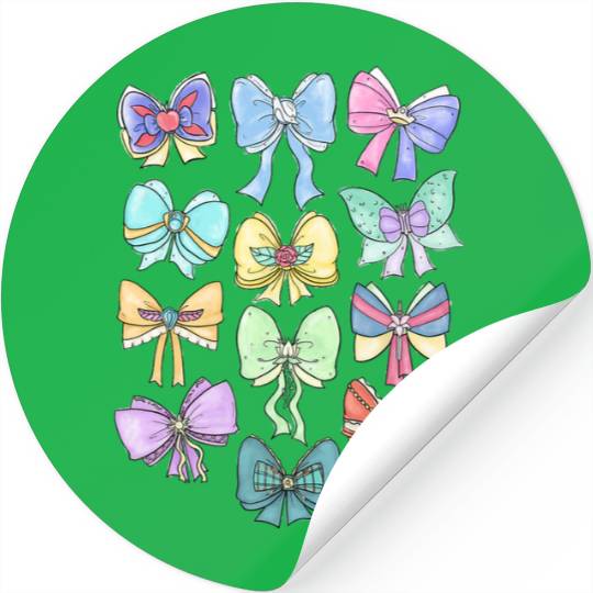 Disney Princess Cute Ribbons And Bows Pastel Colors Logo Stickers