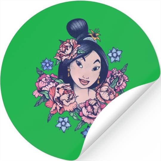 Disney Mulan Floral Portrait Vintage Stickers