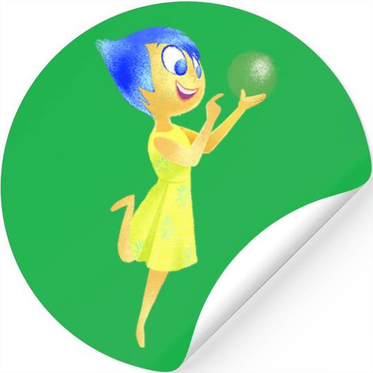 Womens Disney Pixar Inside Out Joy Grabbing A Memory Cute Retro V-Neck Stickers