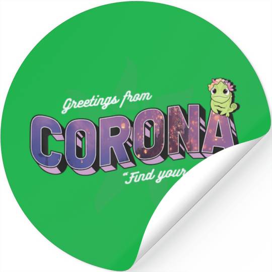 Disney Tangled Pascal Greetings From Corona Logo Stickers