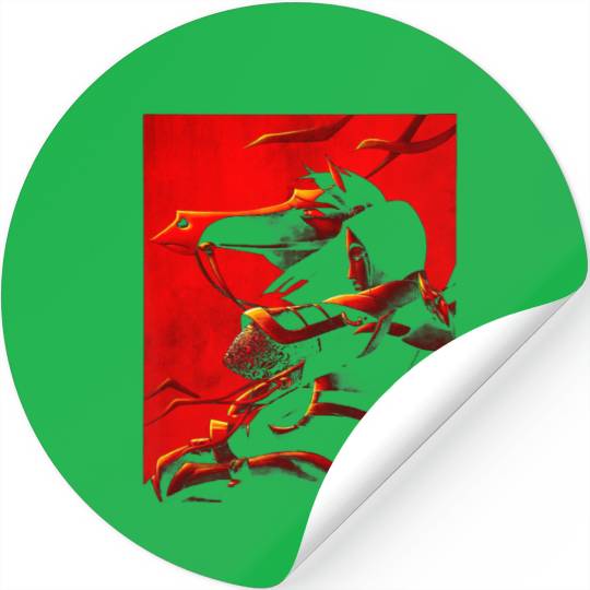 Disney Mulan and Khan Red Poster Graphic Stickers