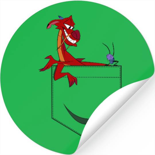 Disney Mulan Mushu Left Chest Pocket Graphic Stickers