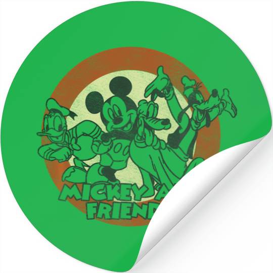 Disney Mickey And Friends Group Shot Retro Circle Stickers