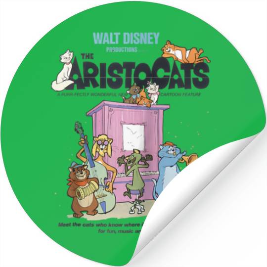 Disney The Aristocats Cats Playing Piano Raglan Baseball Tee Stickers