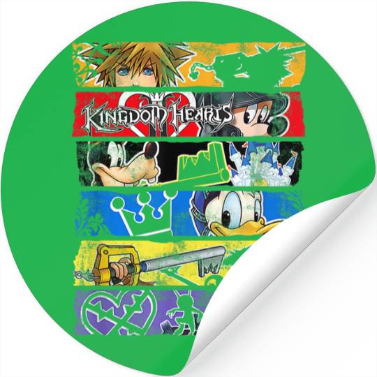 Disneyss Kingdom Hearts Epic Character Panels Distressed Logo Stickers