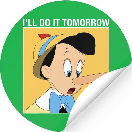 Disney Pinocchio I'll Do It Tomorrow Stickers