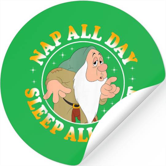 Disneyss Snow White Dwarf Sleepy Nap All Day Graphic Stickers