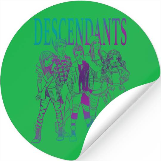 Disney Descendants Group Gradient Outline Poster Stickers
