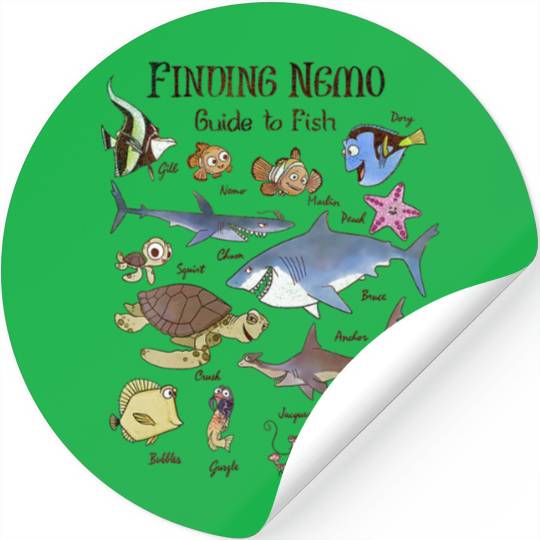Womens Disney Pixar Finding Nemo Fish Guide V-Neck Stickers