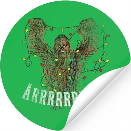 Star Warss Chewbacca Roar Christmas Lights Distressed Disneyss+ Stickers