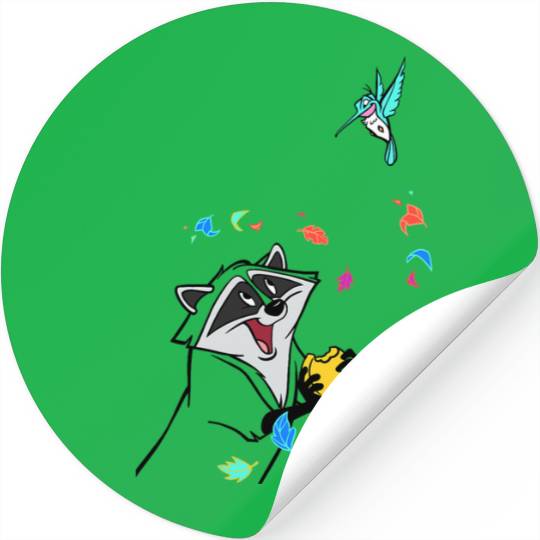 Disney Pocahontas Meeko Flit Colorful Leafs Fall Stickers