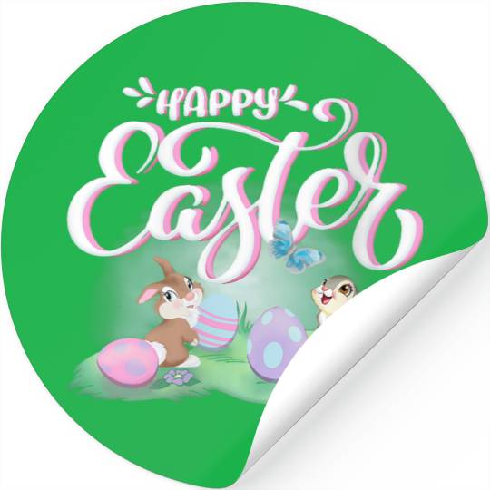 Disneyss Bambi Happy Easter Thumper Miss Bunny Vintages Logo Vneck Stickers