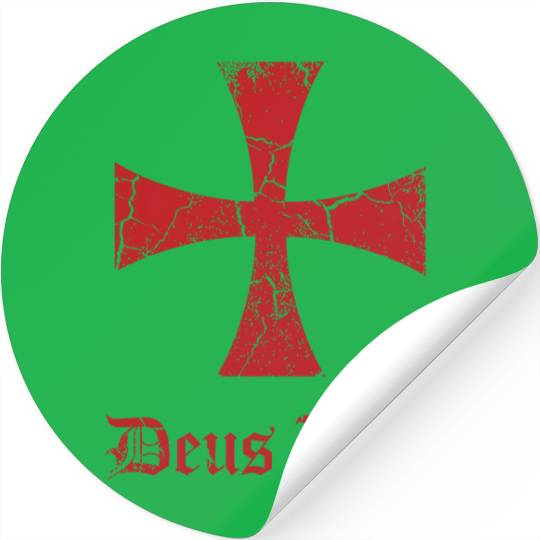 Distressed Deus Vult Knights Templar Cross Crusade Stickers
