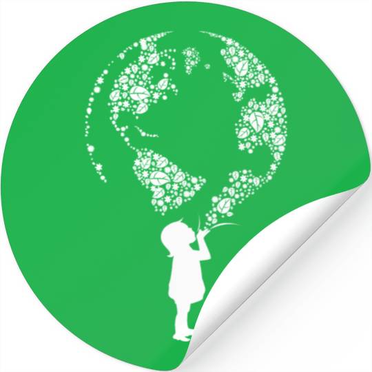 Earth Day Child (white) Stickers