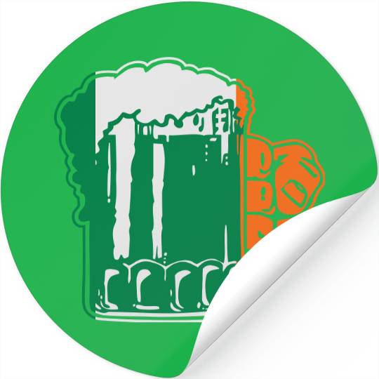 Irish Beer Mug Flag Stickers