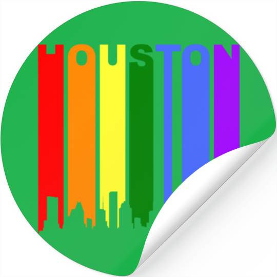 Houston Texas Rainbow Skyline LGBT Gay Pride Stickers