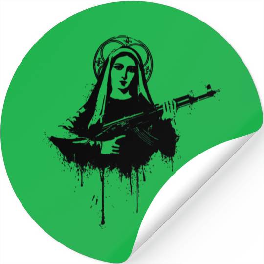 Virgin Mary with Kalashnikovs AK47 Stickers