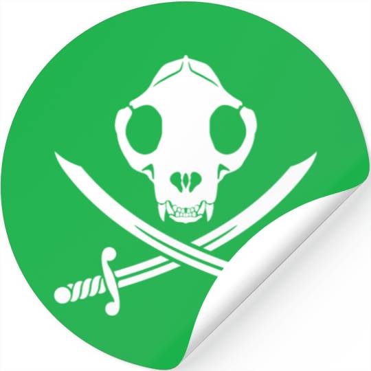 Funny Black White Jolly Kitty Pirate Skull Bones Stickers