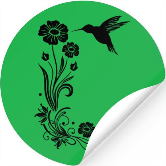 Hummingbird, colibri with hibiscus Stickers