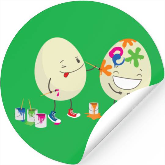Happy Easter eggs decorating each other Stickers