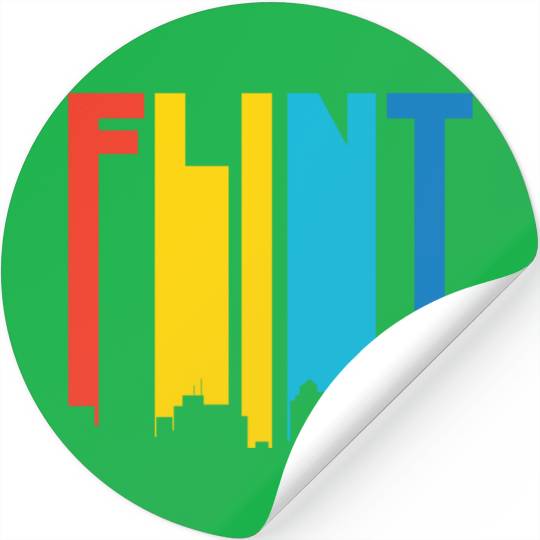 Retro 1970's Style Flint Michigan Skyline Stickers