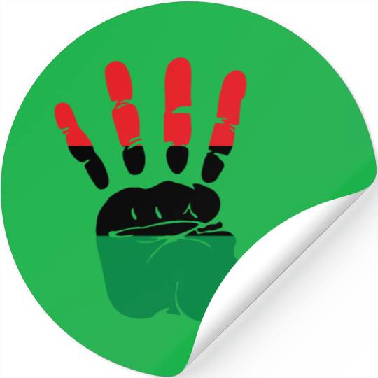 Pan African Flag Hand Print Sign Afro- American Stickers