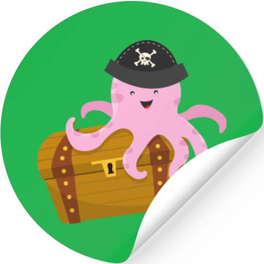 Treasure with pirate octopus Stickers